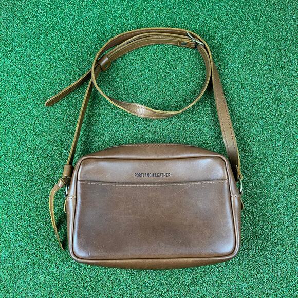 Portland Leather Handbags - Vintage Portland Leather Brown Leather Crossbody Bag